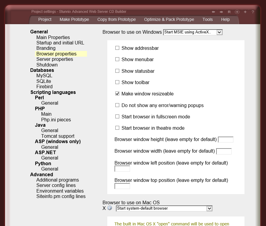 Browser properties