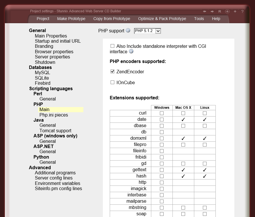 PHP settings here