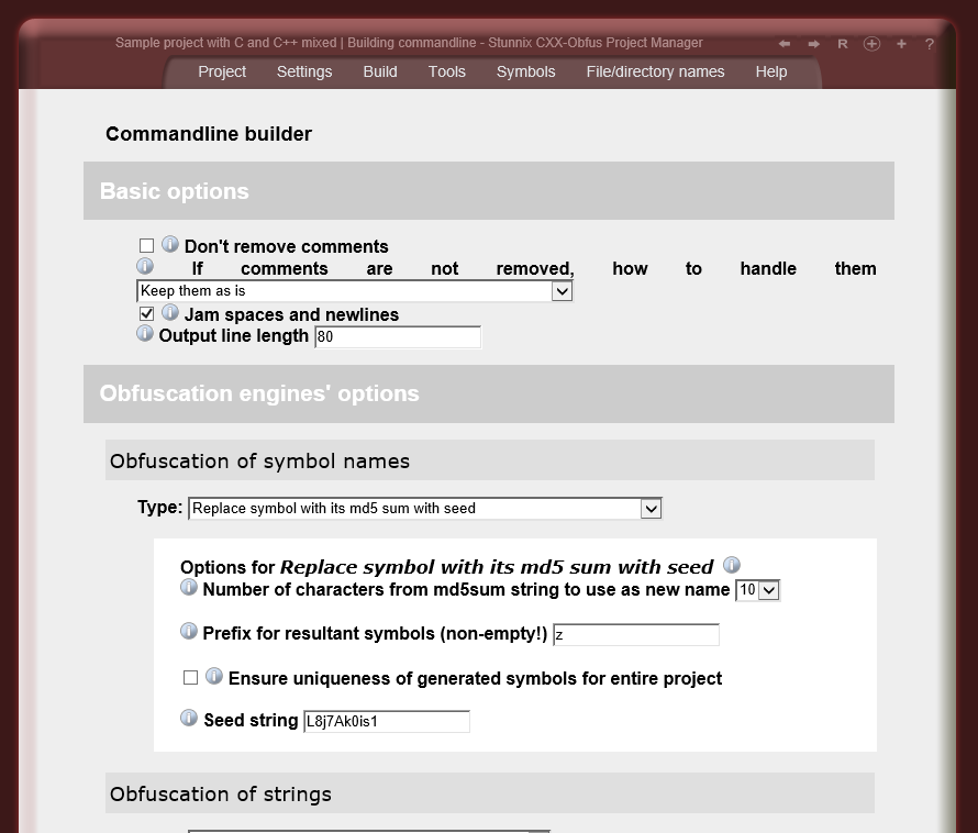 Building command line for command line version of obfuscator