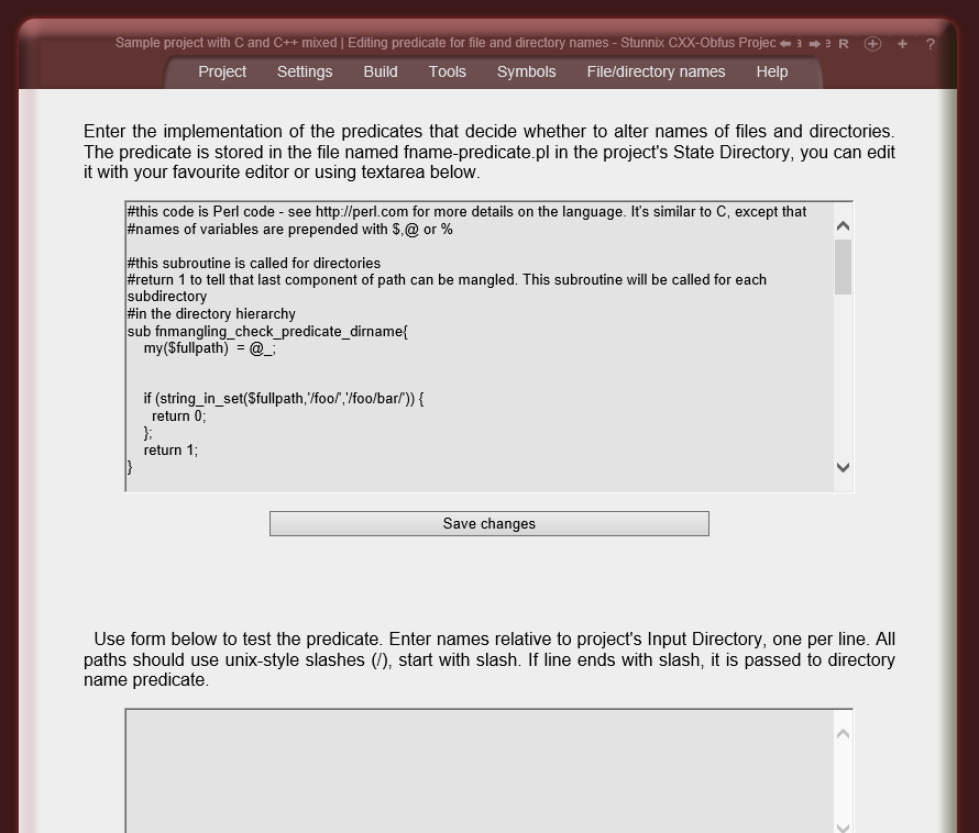 Editing predicate for file/directory renaming