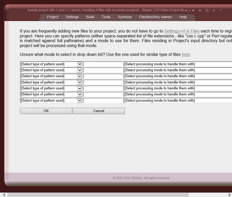 Configuring how to handle files, not registered in the project