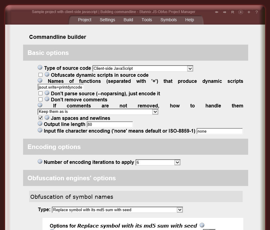 Building command line for command line version of obfuscator