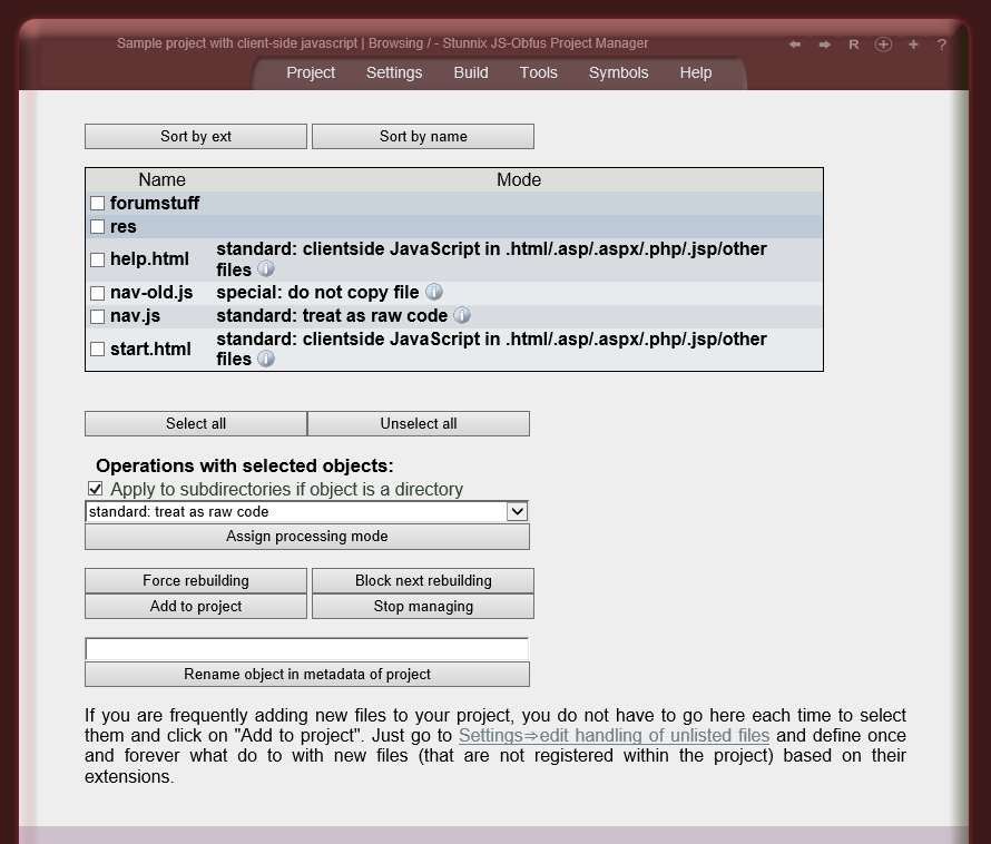 Assigning modes to files