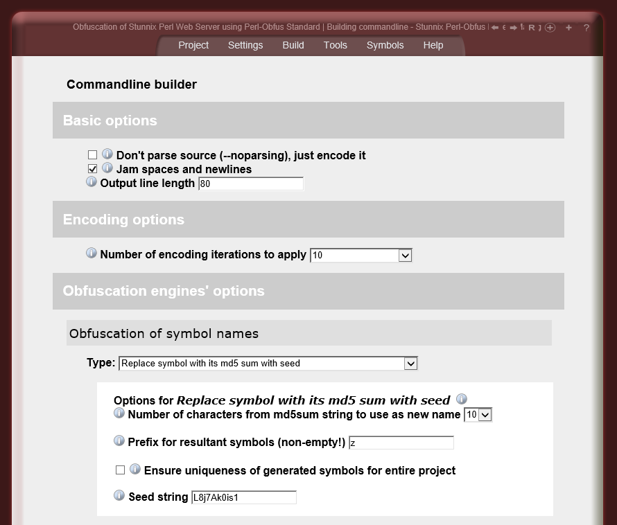 Building command line for command line version of obfuscator