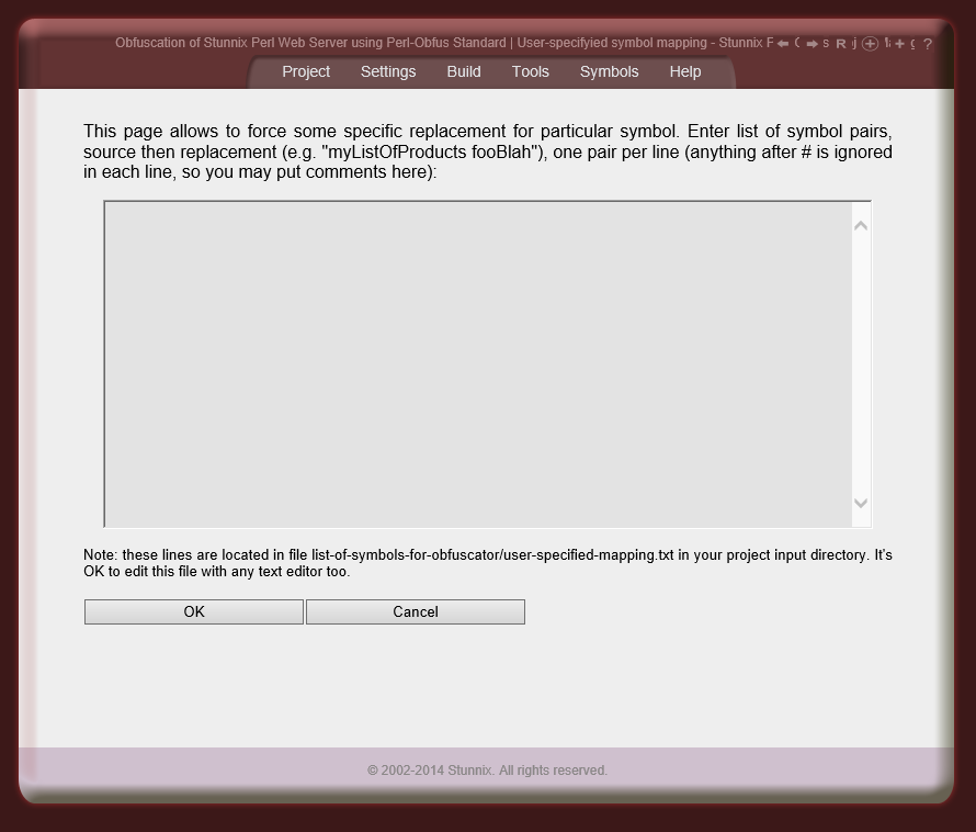 Editing user-specified symbol mapping