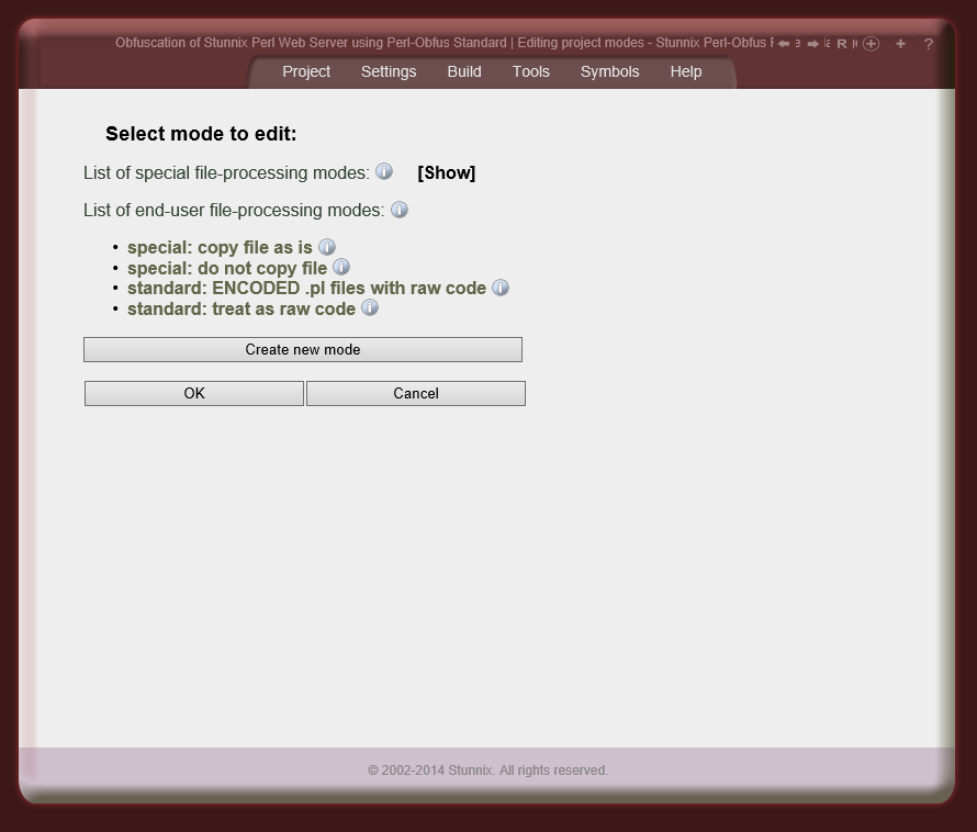 Browsing file processing modes